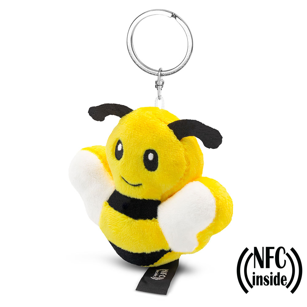 Abeille en peluche RPET avec puce NFC porte-cls | Zibee